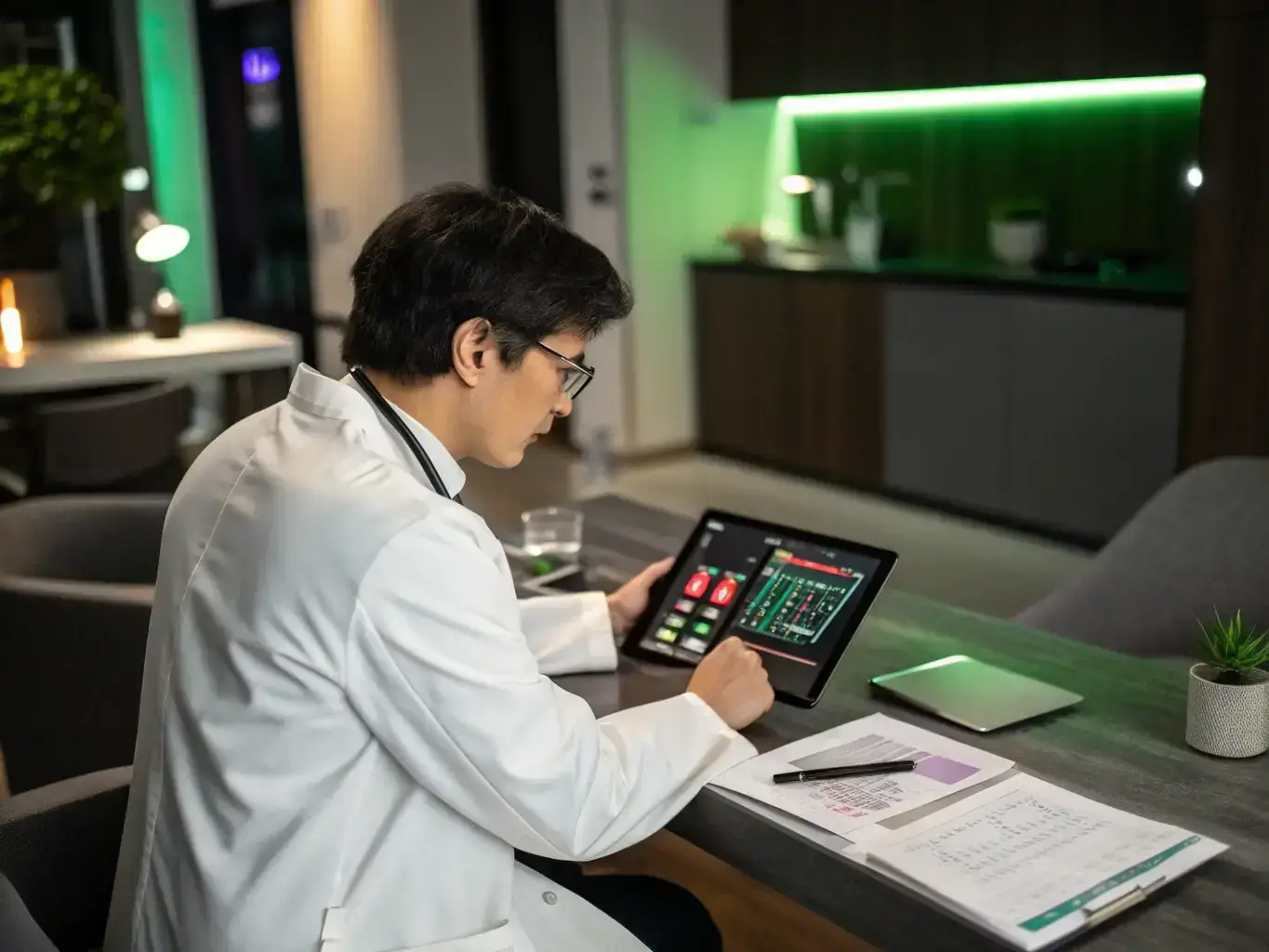 A professional image of a doctor confidently reviewing a patient's pharmacogenetic report, highlighting the data-driven insights that empower providers to make informed decisions.