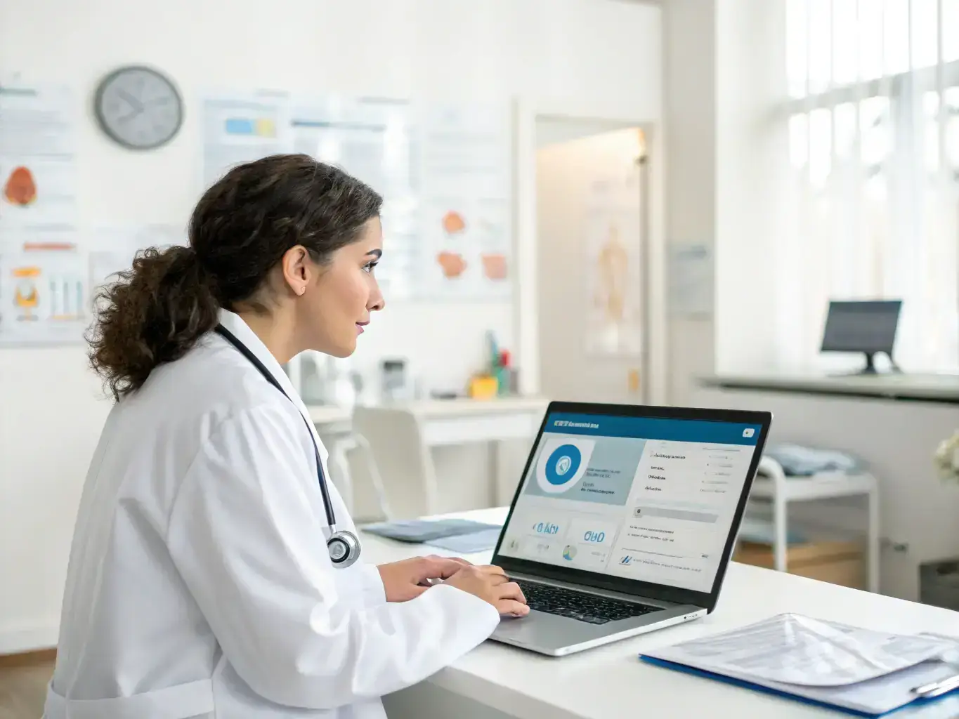 An image of a doctor reviewing a patient's genetic report on a tablet, highlighting the ease of access and actionable insights provided by WaiveDx's AI-driven reporting engine.