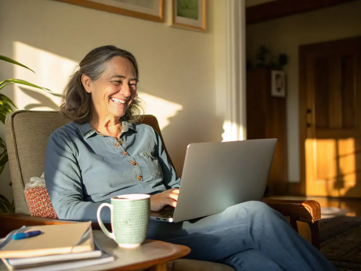 A serene image of a patient smiling and feeling relieved after receiving personalized treatment based on their genetic makeup, showcasing the positive impact of pharmacogenetics on patient well-being.